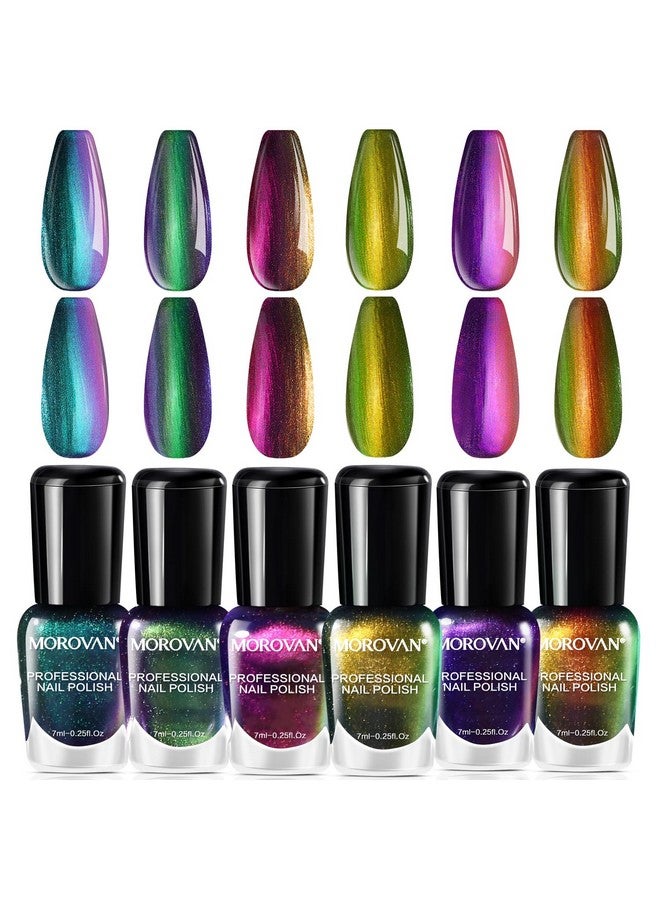 Morovan Fingernail Nail Polish Set: Holographic Metallic Lacquer Air Dry Nail Polish Regular Nail Polish Pack 0.25oz Glitter Finger Nail Polish Bulk Toenail Polish Kit Gift for Women - Image 1