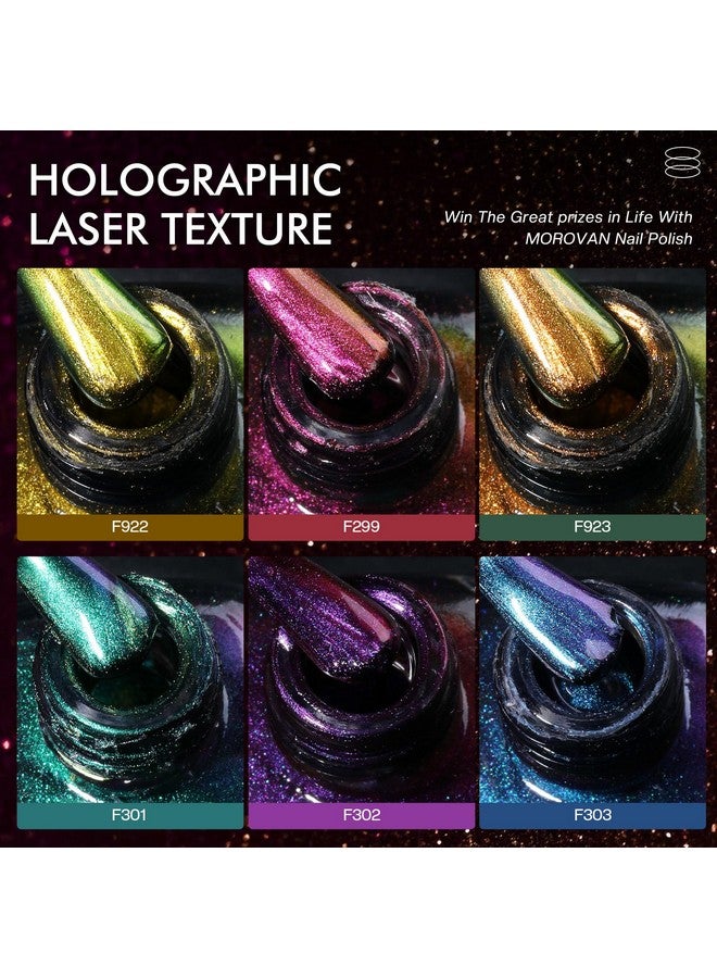 Morovan Fingernail Nail Polish Set: Holographic Metallic Lacquer Air Dry Nail Polish Regular Nail Polish Pack 0.25oz Glitter Finger Nail Polish Bulk Toenail Polish Kit Gift for Women - Image 3