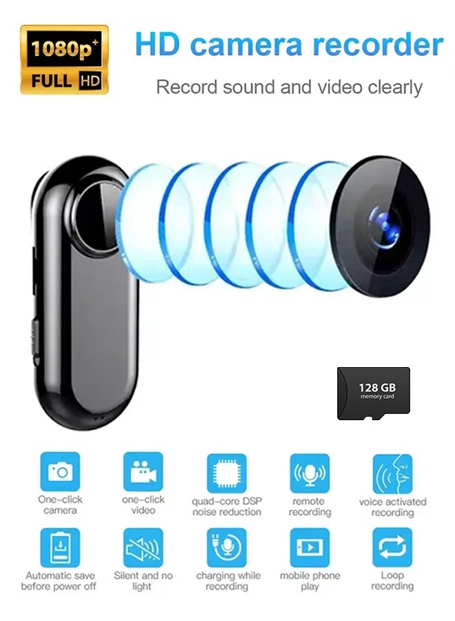 Generic HD 1080P Video Audio Body Action Camera Sport DV Activated Voice Recorder Listenning with Clip BodyCam Protable Mini Camcorder（included 128G Card）  - Image 1