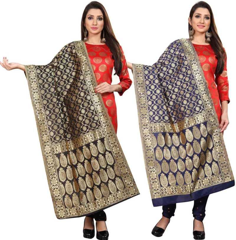 JENNY DESIGNER شال بناراسي حرير مطبوع تقليدي للنساء - Image 3