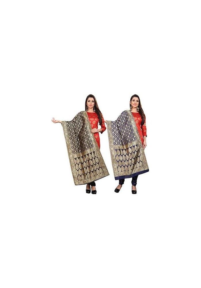 JENNY DESIGNER شال بناراسي حرير مطبوع تقليدي للنساء - Image 4