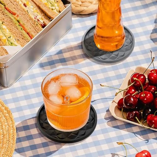 Lyrovo Silicone Coaster 6 Pack with Holder Set fit for Tea Cups Coffee Mugs and Glasses - Image 3