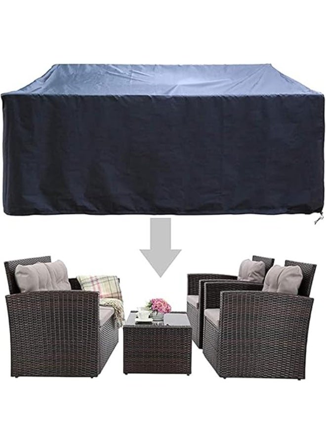 غطاء أريكة خارجية كبيرة، مقاوم للماء، مقاوم للرياح، مضاد للأشعة فوق البنفسجية، قماش أوكسفورد مقاوم للتمزق ومتين، غطاء مجموعة فناء كبيرة 150x150x100 سم باللون الأسود - Image 4
