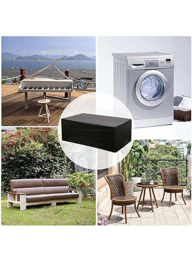 غطاء أريكة خارجية كبيرة، مقاوم للماء، مقاوم للرياح، مضاد للأشعة فوق البنفسجية، قماش أوكسفورد مقاوم للتمزق ومتين، غطاء مجموعة فناء كبيرة 150x150x100 سم باللون الأسود - Image 3