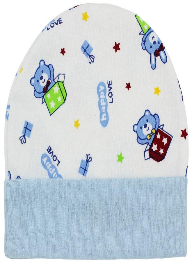Neska Moda Baby Boys and Girls Pack of 4 Cotton Caps for 0 to 12 Months (Pink,Light Blue,Orange,Light Green) - Image 3