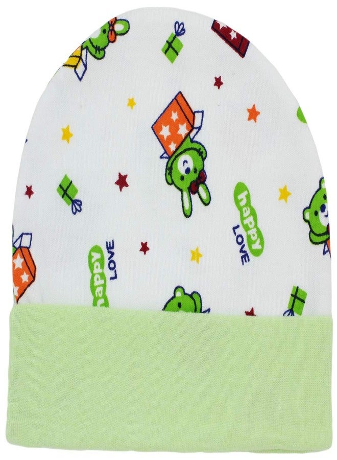 Neska Moda Baby Boys and Girls Pack of 4 Cotton Caps for 0 to 12 Months (Pink,Light Blue,Orange,Light Green) - Image 4