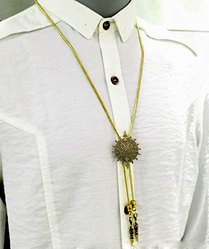 Moranse Bolo Tie with Sun And Cross Celtic Religion Style Soft and Metal copper Rope (Silver) - Image 4