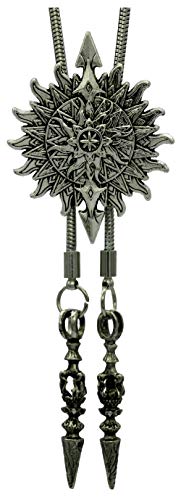 Moranse Bolo Tie with Sun And Cross Celtic Religion Style Soft and Metal copper Rope (Silver) - Image 1