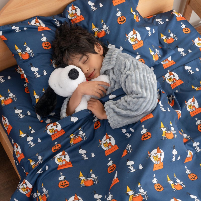 Berkshire Blanket Berkshire Blanket Peanuts Kids Sheet Set Twin Size - 3 Pieces Cute Character Snoopy Printed Soft Microfiber Bed Sheets Halloween Magic Potions Sheet Navy  - Image 2