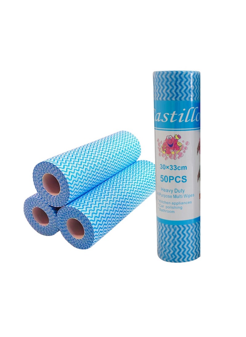 YASHTECH J Cloth Blue, Disposable Cleaning Cloths for Kitchens, Bathrooms & General Areas, Absorbent, Quick-Drying, Washable & Lightweight, 4 Rolls  - Image 1
