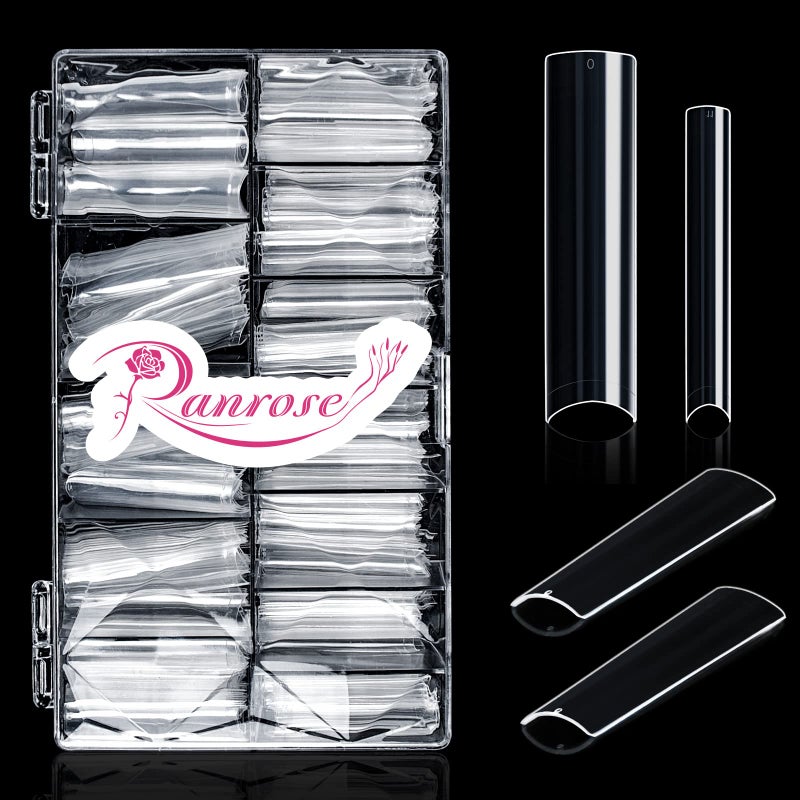 Ranrose 600PCS Clear Extra Long Nail Tips for Acrylic Nails Professional, No C Curve Gel Tips 12 Size XXXL Pre-shaped Half Cover Fake Nail for Press On Nail Extensions - Image 1
