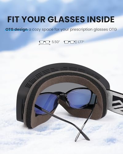 SNOWER Ski Goggles, Interchangeable Lens Anti-Fog Snow Goggles, UV Protection, OTG HD Snowboard Goggles for Men Women Adult - Image 5