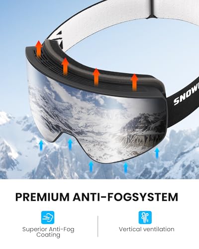 SNOWER Ski Goggles, Interchangeable Lens Anti-Fog Snow Goggles, UV Protection, OTG HD Snowboard Goggles for Men Women Adult - Image 4