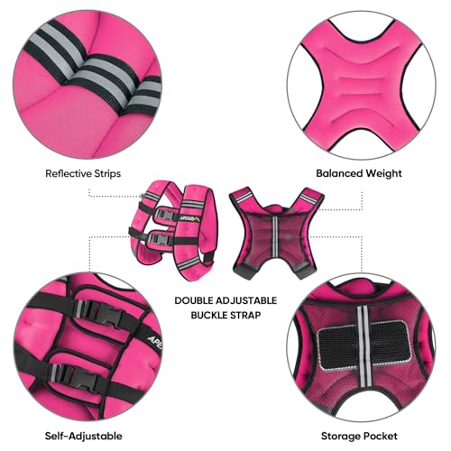 APEXUP 25lbs Weighted Vest Men Women, Weight Vest for Women Workout Equipment for Strength Training Running (Pink) - Image 4