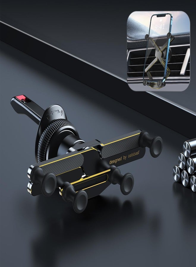 OATSBASF Car Phone Holder [Invisible Gravity Design + Foldable] Air Vent Phone Mount Compatible with iPhone 16 Pro Max/15/14/13, Samsung S25 Ultra & All Phones, Car Interior Accessories (X03-Gold) - Image 1