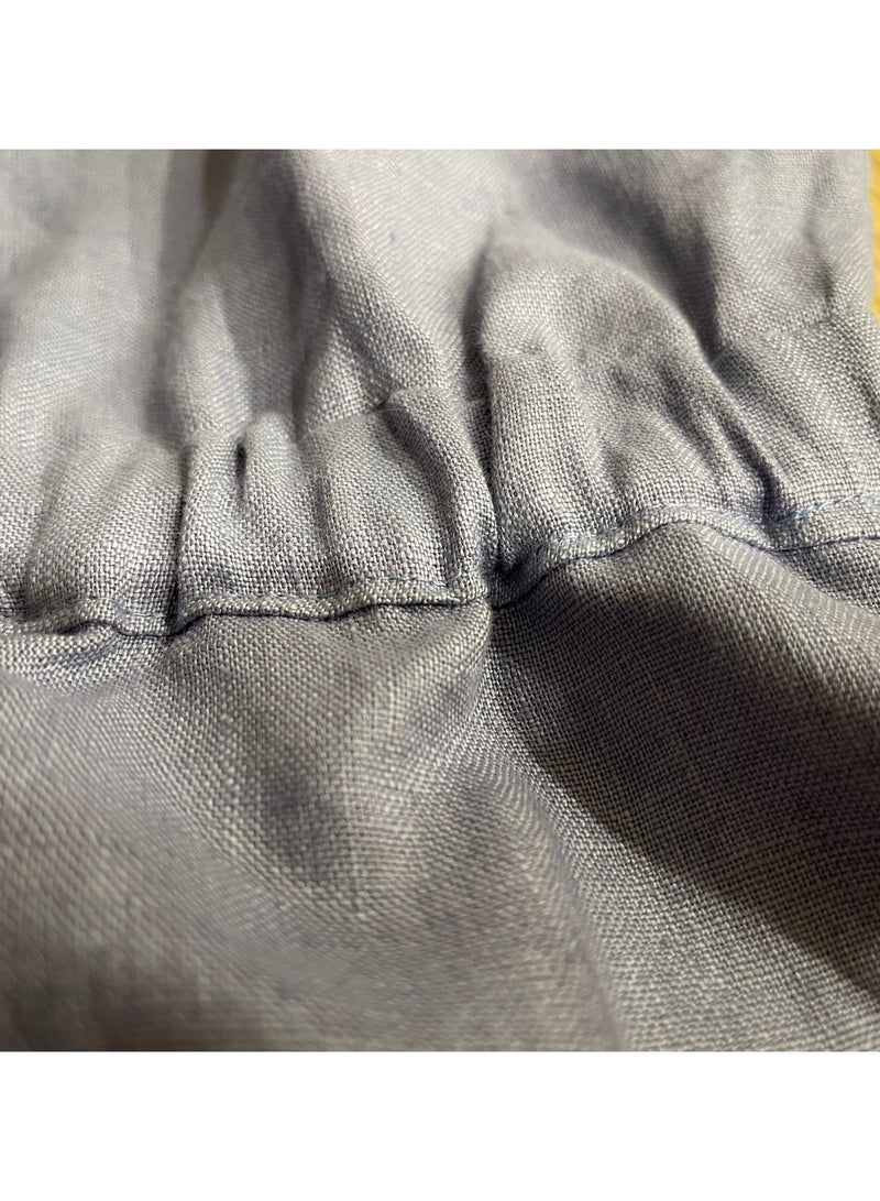 SOLOBUY Linen Dresses, Color Blue, Length Over Knee, V-neck, With Pockets - Image 5