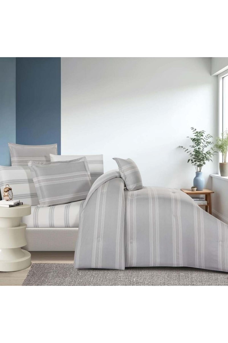 Melen Summer Cotton Double Bedspread 8-Piece - Zafira - Gray - Off-white - Image 3