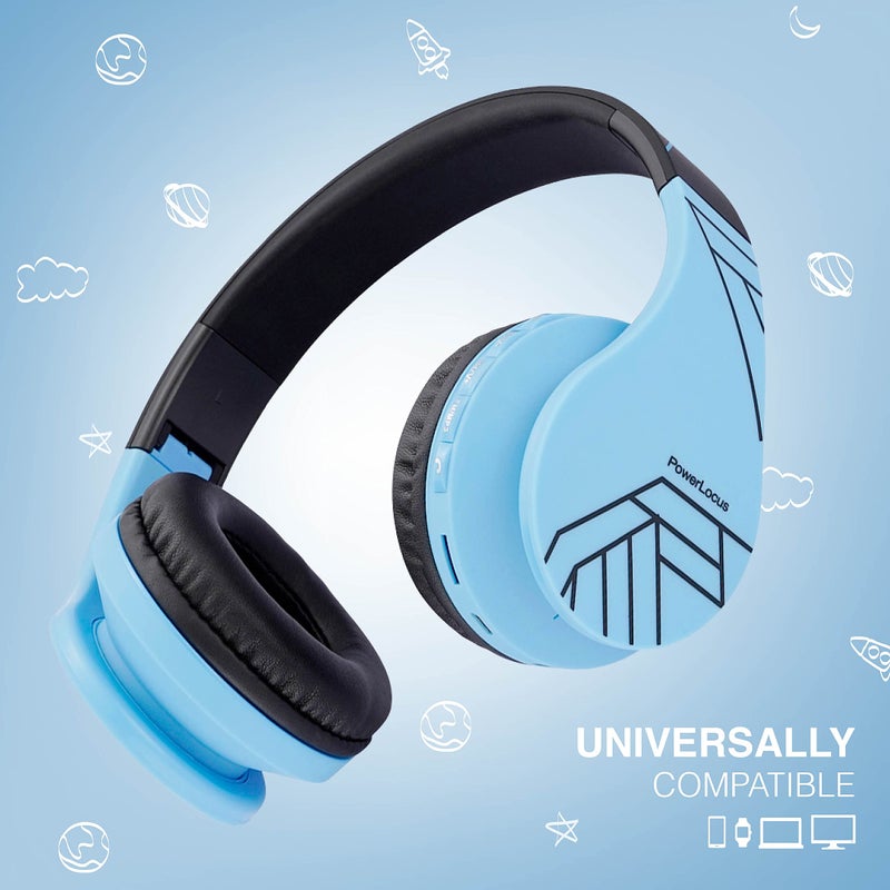 PowerLocus Bluetooth Headphones for Kids, Wireless Foldable Headphones Over Ear, Headphone with Microphone, 85DB Volume Limit, Wireless and Wired Headset with Micro SD, FM for Cellphones, Tablets, PC - Image 4