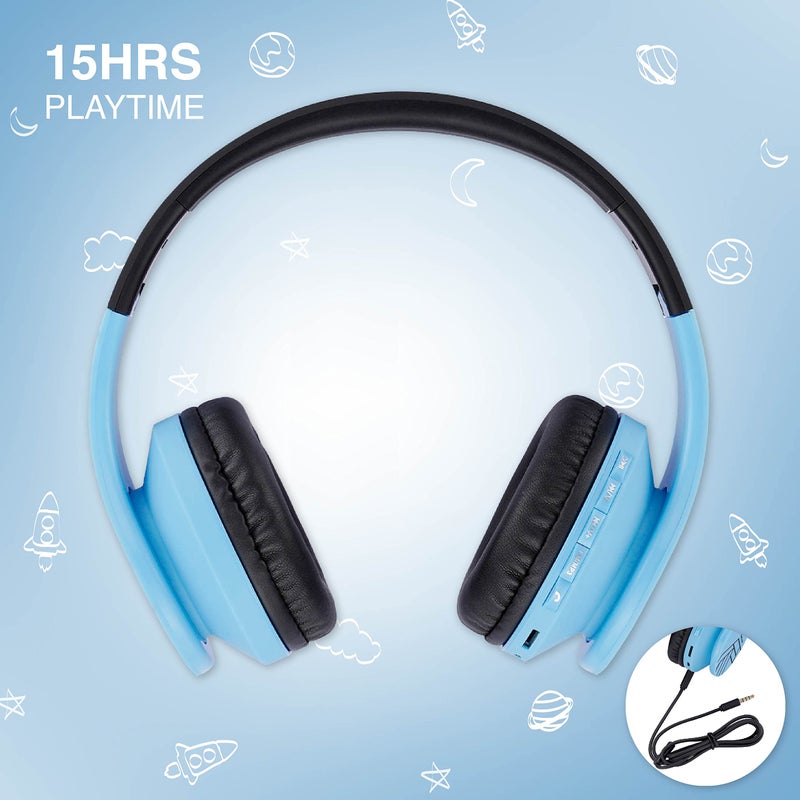 PowerLocus Bluetooth Headphones for Kids, Wireless Foldable Headphones Over Ear, Headphone with Microphone, 85DB Volume Limit, Wireless and Wired Headset with Micro SD, FM for Cellphones, Tablets, PC - Image 2