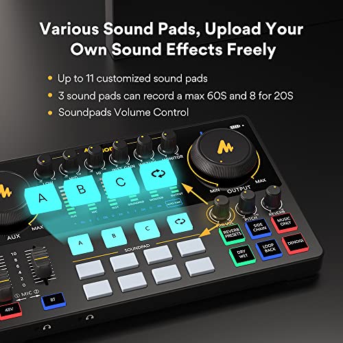 MAONO Podcast Equipment Bundle 10 Channel Audio Interface and XLR Dynamic Microphone MaonoCaster with Pro-preamp, 48V, Bluetooth for Podcast, Streaming, TikTok, Youtube, PC, Smartphone (AME2C Pro) - Image 3