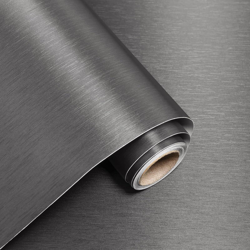 Yun-aeon Metallic Grasscloth Peel and Stick Wallpaper Dark Gray Satin Contact Paper 157x 472 Modern Thicken Wall paper Self Adhesive Removable Vinyl WallPaper for kitchen Cabinets Countertops Fridge - Image 2