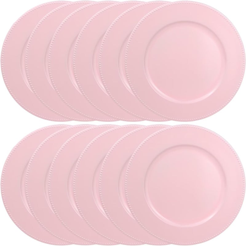 Leemxiiny Set of 12 Plastic Pink Charger Plates Elegant Chargers for Table Dinner Decoration Wedding Holiday13 - Image 1