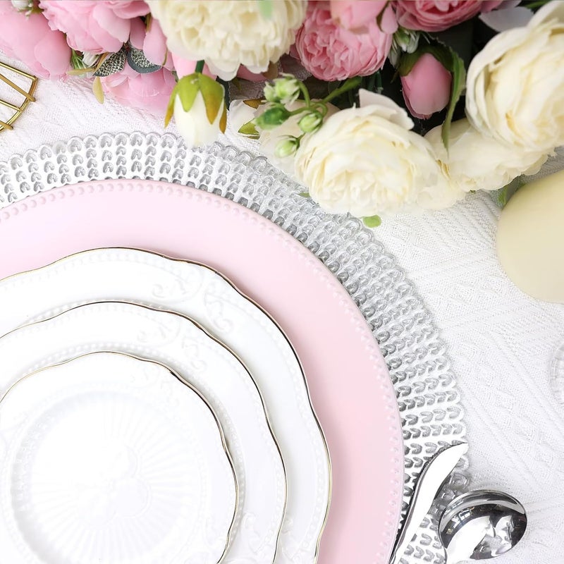 Leemxiiny Set of 12 Plastic Pink Charger Plates Elegant Chargers for Table Dinner Decoration Wedding Holiday13 - Image 5