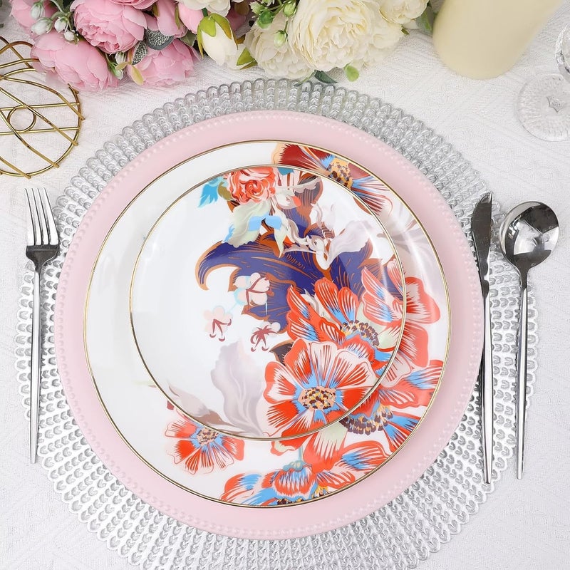 Leemxiiny Set of 12 Plastic Pink Charger Plates Elegant Chargers for Table Dinner Decoration Wedding Holiday13 - Image 2