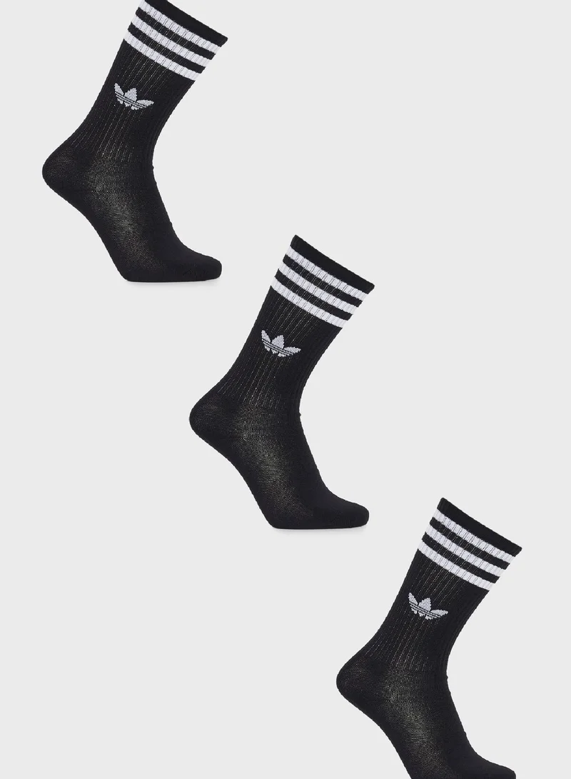 adidas Originals 3 Pairs Solid Crew Socks
