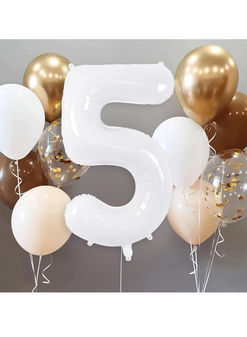 ThePartyPopper White Number Balloons 40 Inch Helium Number 5 Balloon for Birthday Party Anniversary Decoration  - Image 4