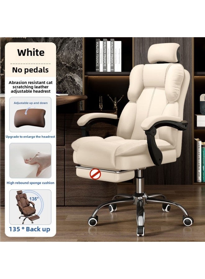 Boss Chair Comfortable Simple Office Computer Chair Student Dormitory E-sports Chair Swivel Chair Home Study Chair-Specifications:Reinforced And Widened - Aluminum Alloy Feet-Color:White Wear-resist - Image 1