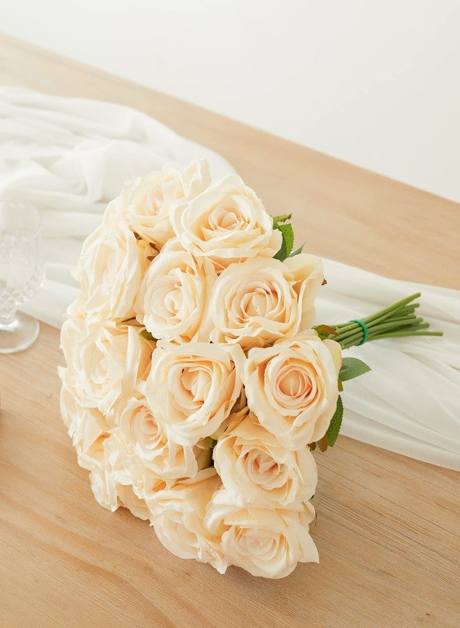 Partyjoy PARTY JOY 20PCS Artificial Flowers, Silk Flower Realistic Roses Bouquet Long Stem for Home Decor Wedding Decoration - Image 5