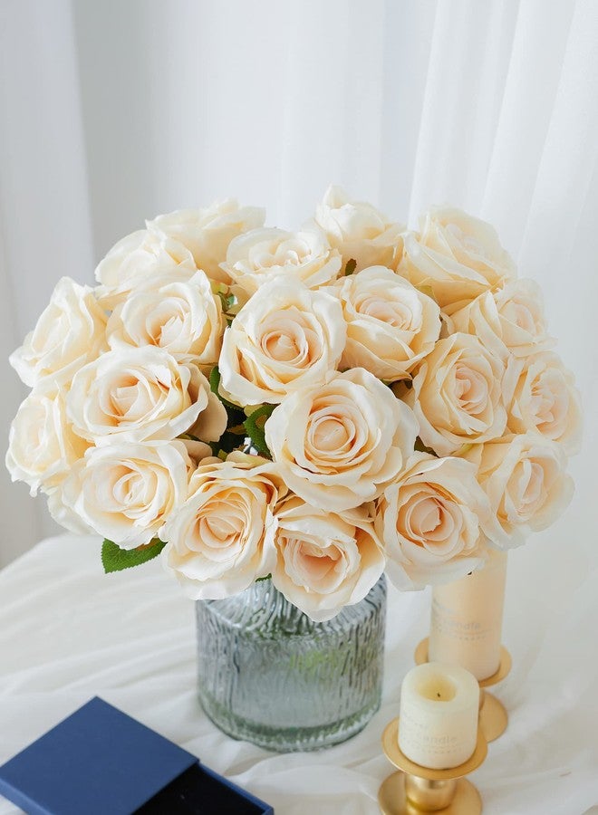 Partyjoy PARTY JOY 20PCS Artificial Flowers, Silk Flower Realistic Roses Bouquet Long Stem for Home Decor Wedding Decoration - Image 3