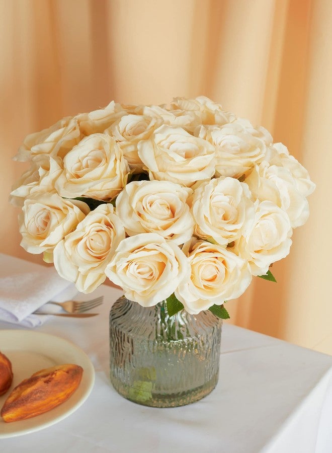 Partyjoy PARTY JOY 20PCS Artificial Flowers, Silk Flower Realistic Roses Bouquet Long Stem for Home Decor Wedding Decoration - Image 4