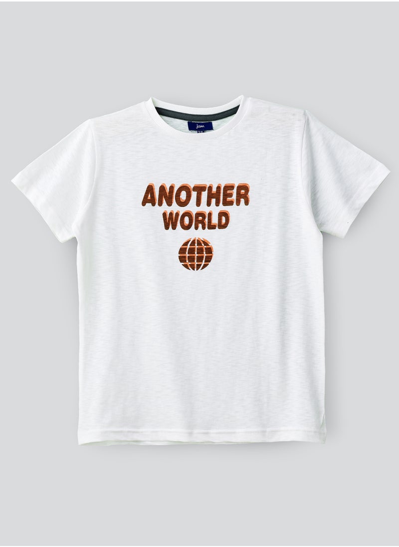 JAM Another World' Graphic Cotton T-Shirt for Boys - White  - Image 1