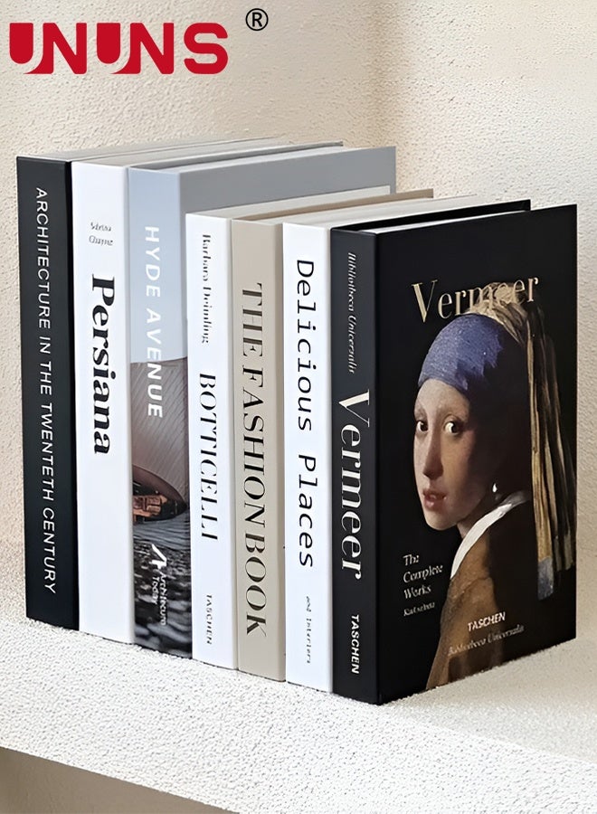 UNUNS 7 PCS Decorative Books for Home Decor,Set of 7 Fake Books,Aesthetic Bookshelf Decor for Living Room,Office,Bedroom, Coffee Table Decoration,Modern Stacked Display,Foldable - Image 1