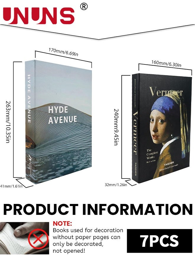 UNUNS 7 PCS Decorative Books for Home Decor,Set of 7 Fake Books,Aesthetic Bookshelf Decor for Living Room,Office,Bedroom, Coffee Table Decoration,Modern Stacked Display,Foldable - Image 2