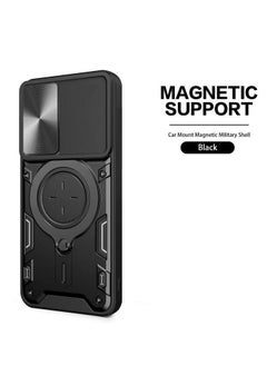 vivo V27 5G/ V27 PRO 5G Black Mobile Phone Case Cover, Slide Camera Lens Cover, 360°Rotating Kickstand Ring, Bumper Shockproof Phone Case，Compatible with Car Magnetic Mount