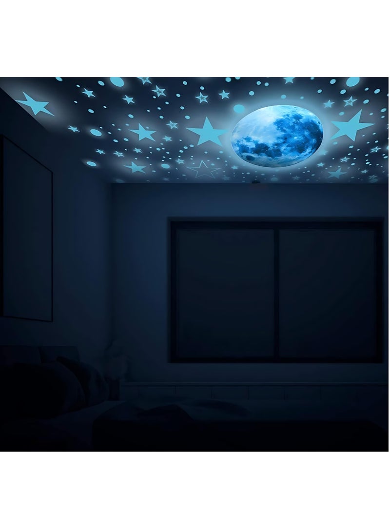 مجموعة ملصقات مضيئة في الظلام على شكل نجوم وقمر - 438 قطعة، ديكور للأسقف والجدران، مثالية لغرف الأطفال والرضع وغرف النوم - تتوهج لمدة 6 ساعات بعد التعرض للضوء - Image 4