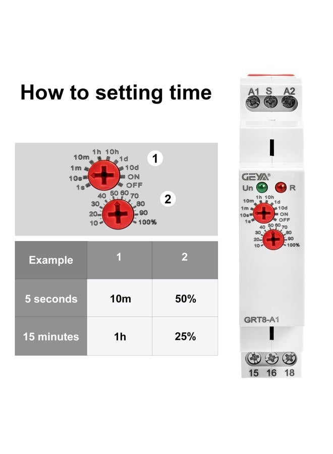 GEYA Delay on Time Relay 0.1s-10days time Delay Relay DIN Rail mounting AC/DC12V to 240V - Image 4