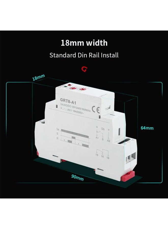 GEYA Delay on Time Relay 0.1s-10days time Delay Relay DIN Rail mounting AC/DC12V to 240V - Image 2