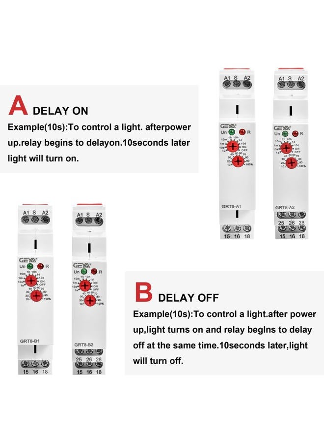 GEYA Delay on Time Relay 0.1s-10days time Delay Relay DIN Rail mounting AC/DC12V to 240V - Image 3