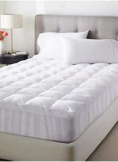 Master Home Textile Cotton Mattress Topper, Fits 180 x 200 cm Double Size Ded, 8 cm Extra Thick, With 35 cm Deep Pocket, Double Size  - Image 1