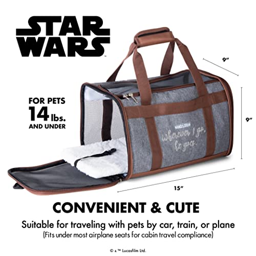 Star Wars for Pets The Mandalorian Soft Pet Carrier “Wherever I go, he goes” Gray & Brown | for Pets 15 x 9 x 9 Dog Travel Bag| Luggage Carrier for Dogs, Fits Under Plane Seat (FF19733) - Image 5