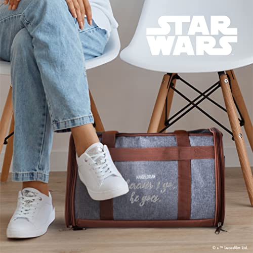 Star Wars for Pets The Mandalorian Soft Pet Carrier “Wherever I go, he goes” Gray & Brown | for Pets 15 x 9 x 9 Dog Travel Bag| Luggage Carrier for Dogs, Fits Under Plane Seat (FF19733) - Image 2