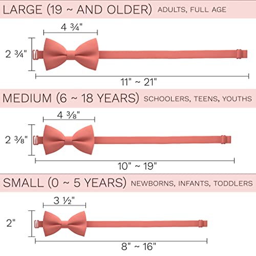 Bow Tie House Boys Classic Pre-Tied Bow Tie Formal Solid Tuxedo (Medium, Bright Peach) - Image 4