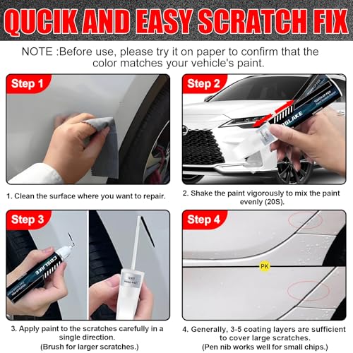 COSLAKE Car Touch Up Paint(Atomic Silver(1J7)) for Lexus, Car Paint Scratch Repair Kit, Quick & Easy Solution to Repair, 2 in 1 Scratch Remover Pen with Color-Matched - Image 5