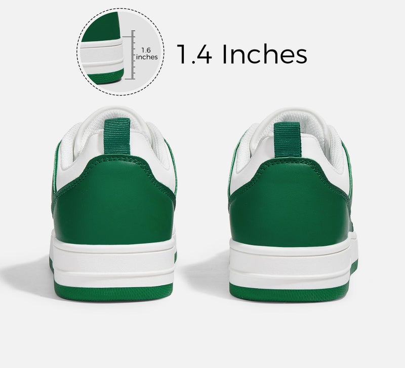 LUCKY STEP Women Fashion Sparkle Rhinestone Sneakers White Leather Low Top Tennis Shoes Lace Up Casual Comfortable Walking Shoe(Green/White,8.5) - Image 5