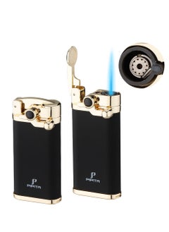 Generic 2pcs Torch Lighter Windproof  Jet Blue Flame Lighter , Adjustable Flame and Refillable Metal Lighter  - Image 1