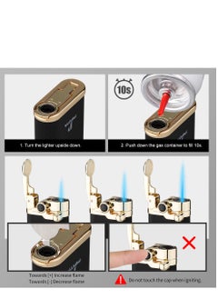 Generic 2pcs Torch Lighter Windproof  Jet Blue Flame Lighter , Adjustable Flame and Refillable Metal Lighter  - Image 3